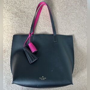Kate Spade Black Tote Bag with Pink Accent